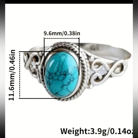 Vintage Style Ring, Turquoise Stone - Picture 2 of 3